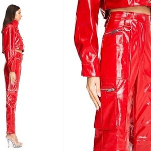 Red Faux Leather i.am.gia Set, Jacket & Pants